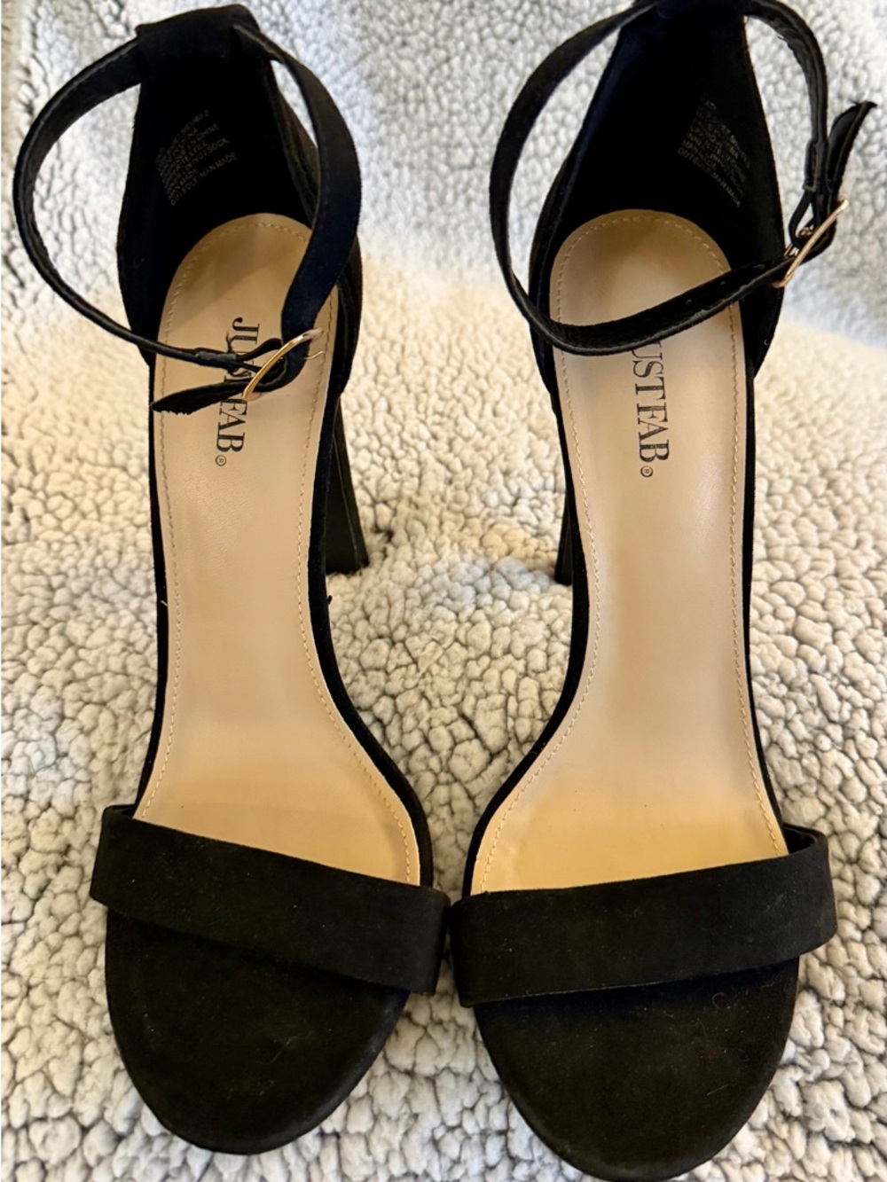 JustFab Black Suede Ankle-Strap Block Heels
